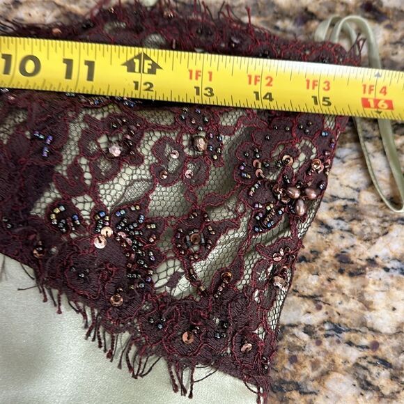 Terani Silk Beaded Lace Detailing Sleeveless Slip Dress Size 4 - Picture 8 of 9